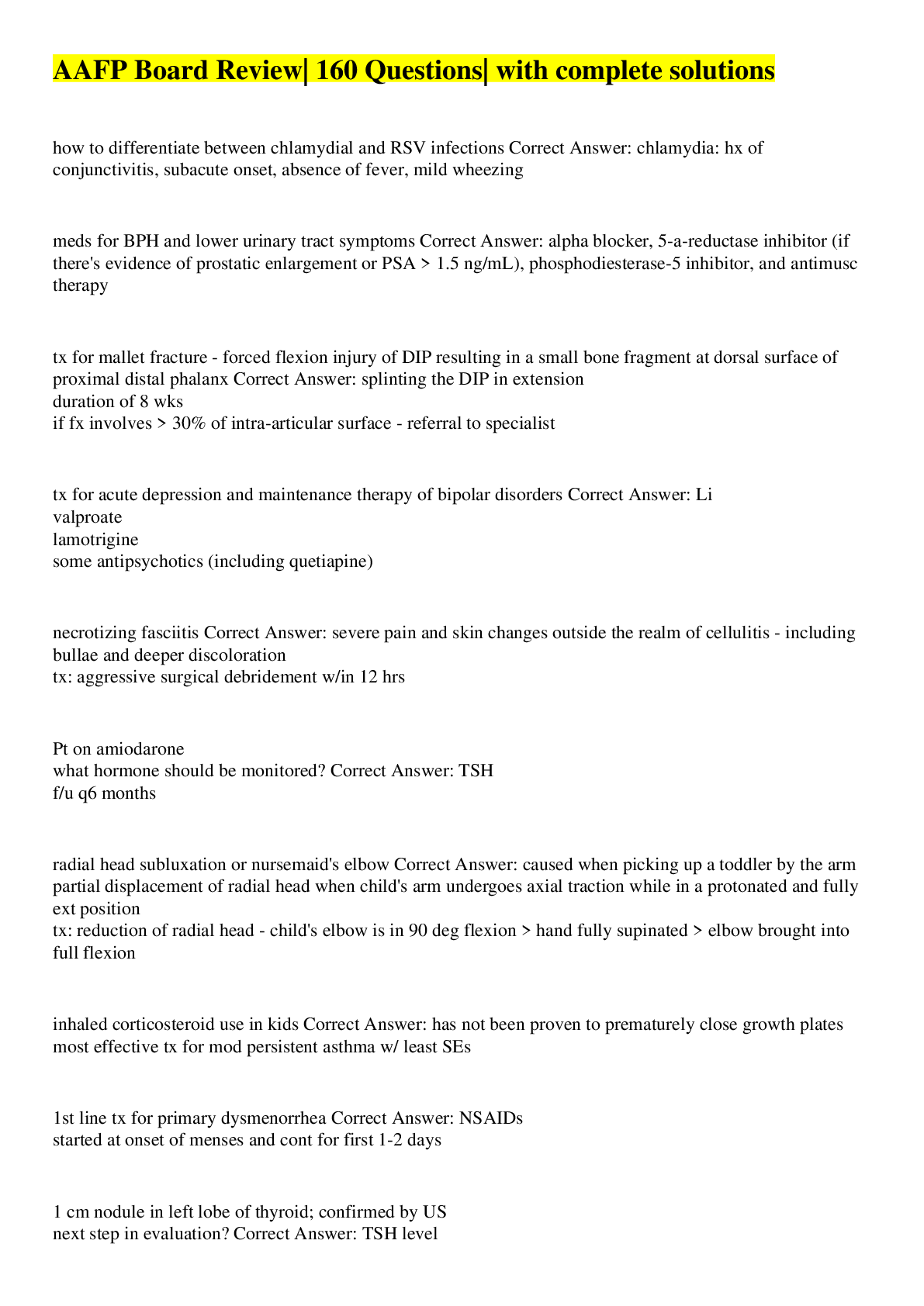 AAFP Family Medicine Board Exams COMPILATION BUNDLE Browsegrades